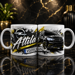 Cană personalizată Opel cu nume și număr de înmatriculare – Cadou auto pentru pasionații Opel