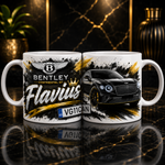 Cană personalizată Bentley cu nume și număr de înmatriculare – Cadou auto premium