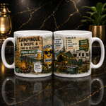 Cană personalizată Camping cu nume – „Campingul începe când se deschide prima bere!”