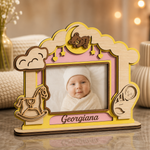 Ramă foto personalizată pentru bebeluși din MDF – Poză 10x15 cm