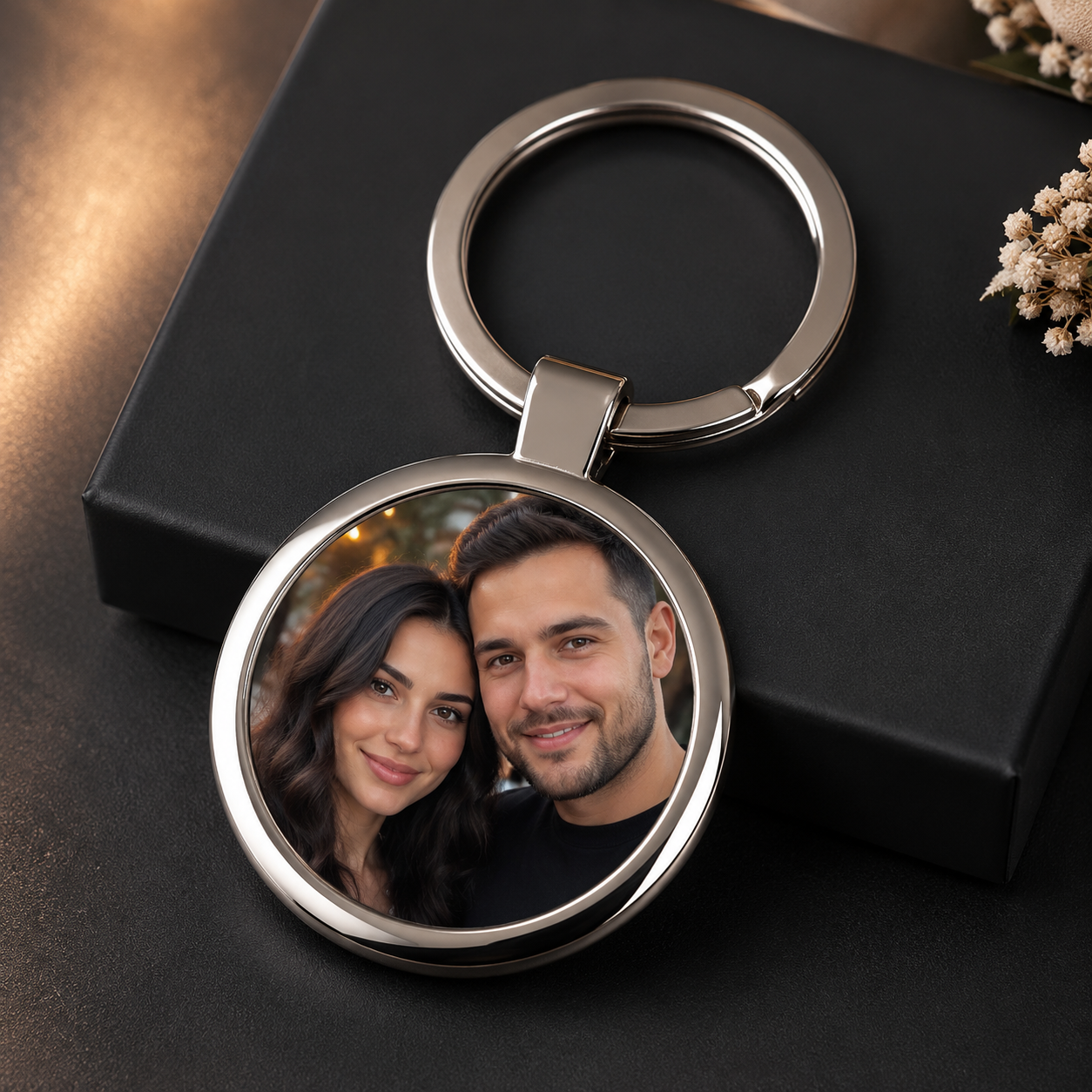 Breloc Rotund Personalizat cu Poză – Oțel Inoxidabil, 3 cm