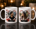 Cană personalizată pentru cupluri cu două fotografii și nume – Cadoul perfect pentru îndrăgostiți