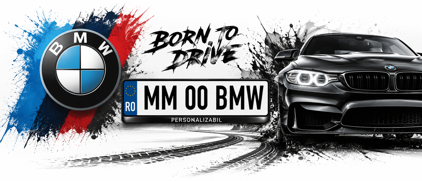 Cană personalizată BMW cu număr de înmatriculare