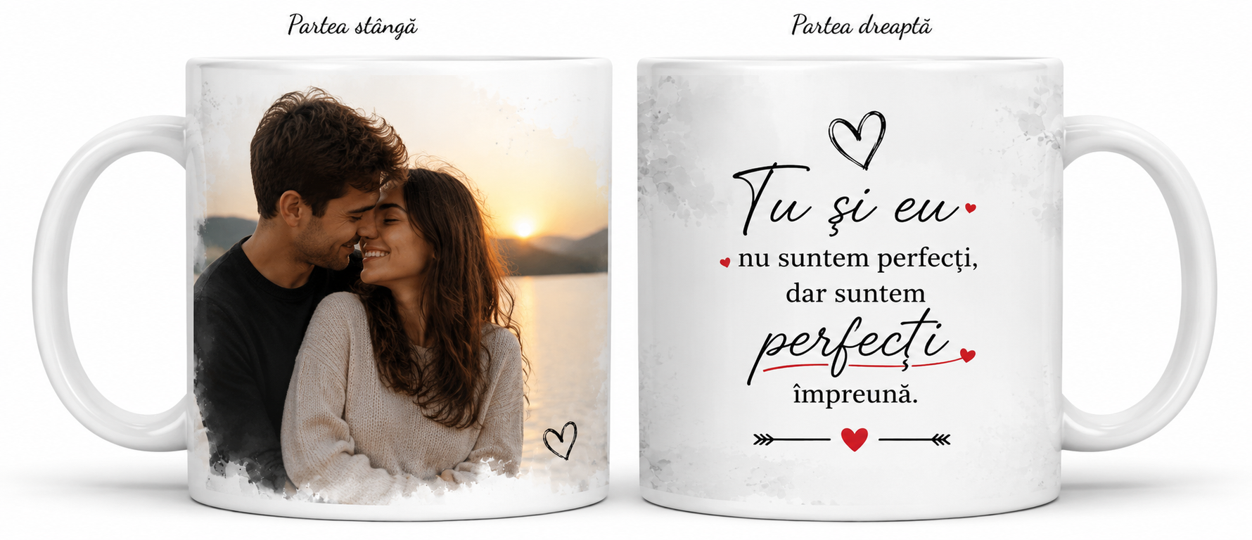 Cană Personalizată cu Poză și Mesaj pentru Cupluri – Cadoul Perfect din Inimă