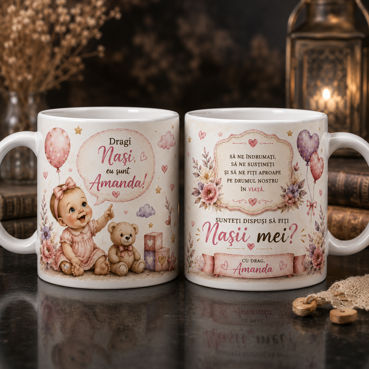 Cană Personalizată pentru Cererea Nașilor de Botez – Fetiță 💖