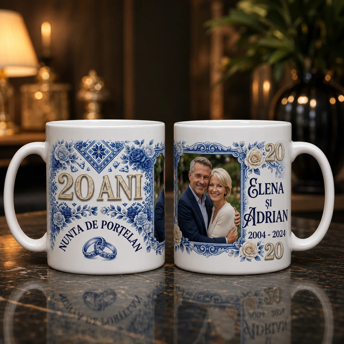 Set Nunta de Porțelan personalizat – 20 ani de căsătorie