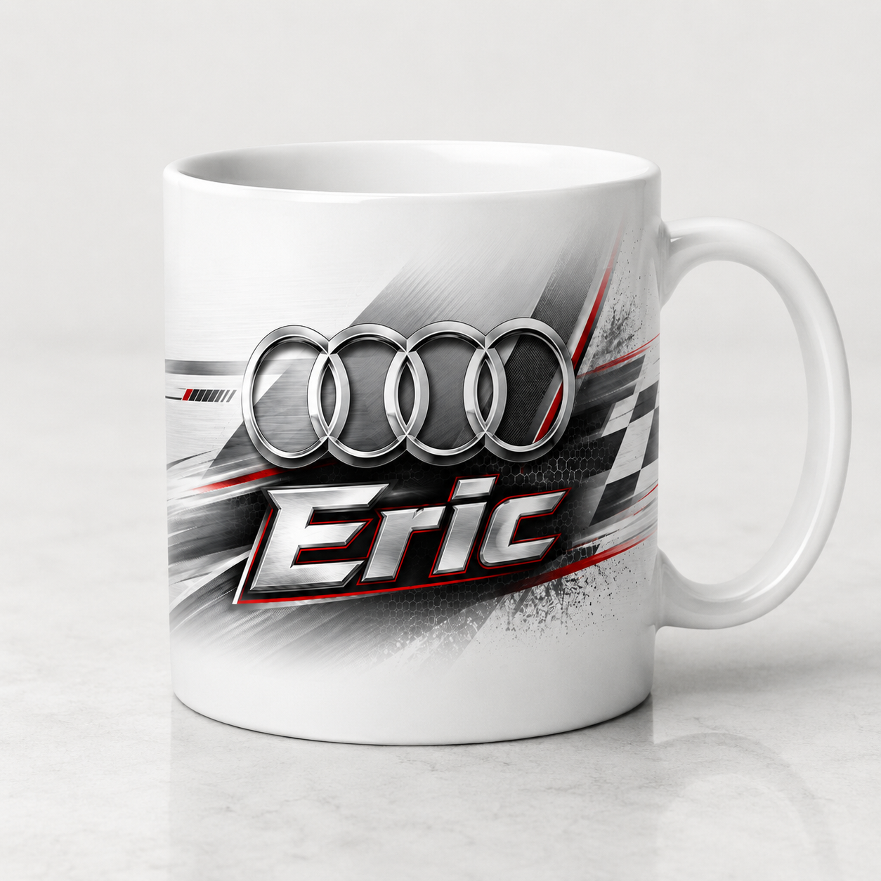 Cană Personalizată Audi Eric – 330 ml | Cadoul Perfect pentru Pasionații Audi | Personalizare cu Nume