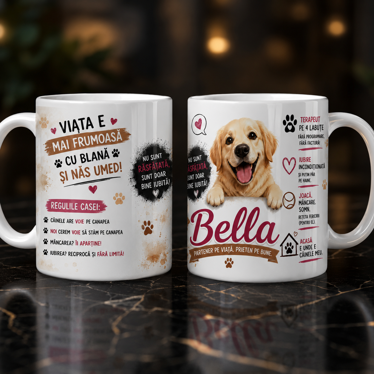Cană personalizată cu nume – Iubitor de Golden Retriever | Cadou personalizat pentru stăpânii de câini