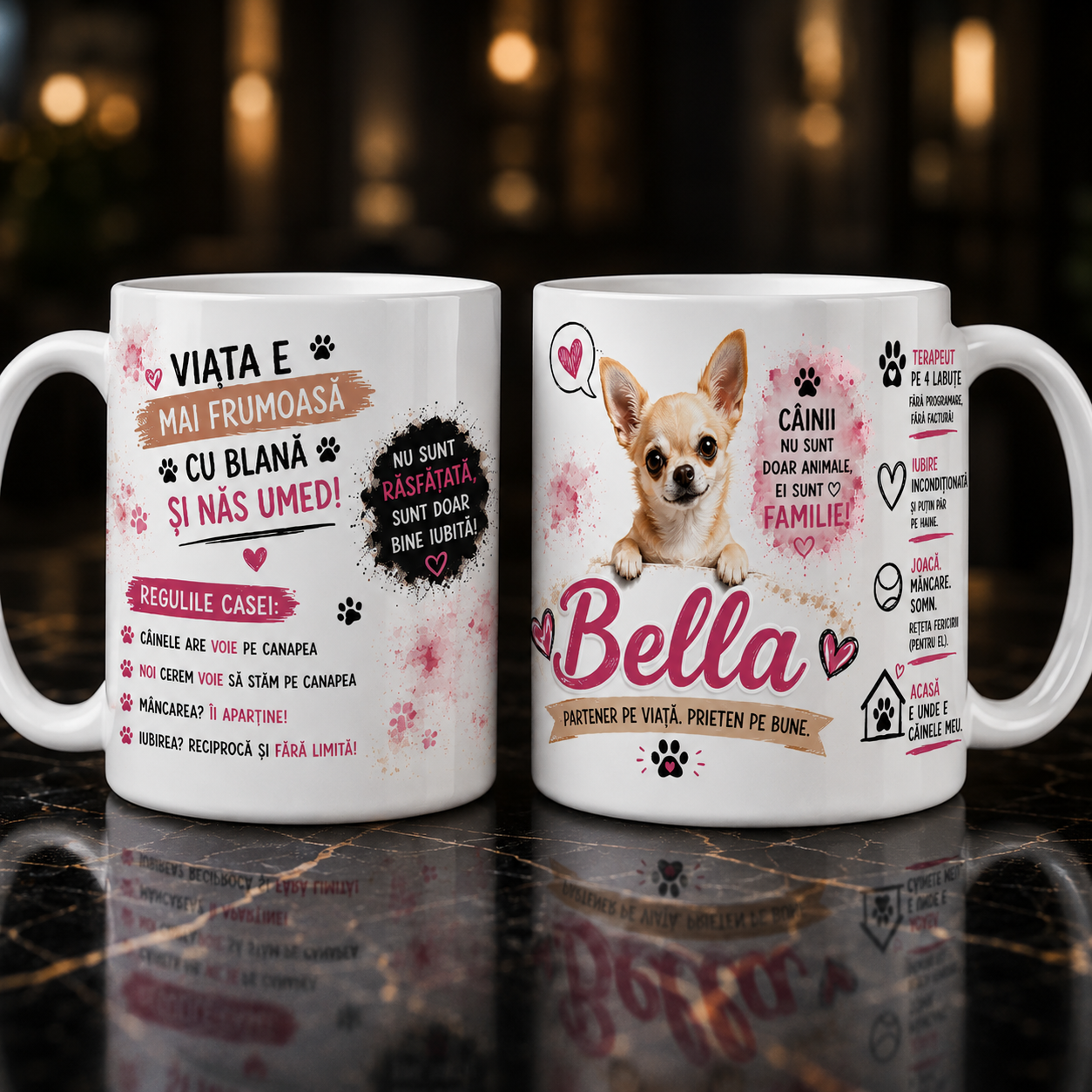 Cană personalizată cu nume – Chihuahua | Cadou personalizat pentru iubitorii de câini