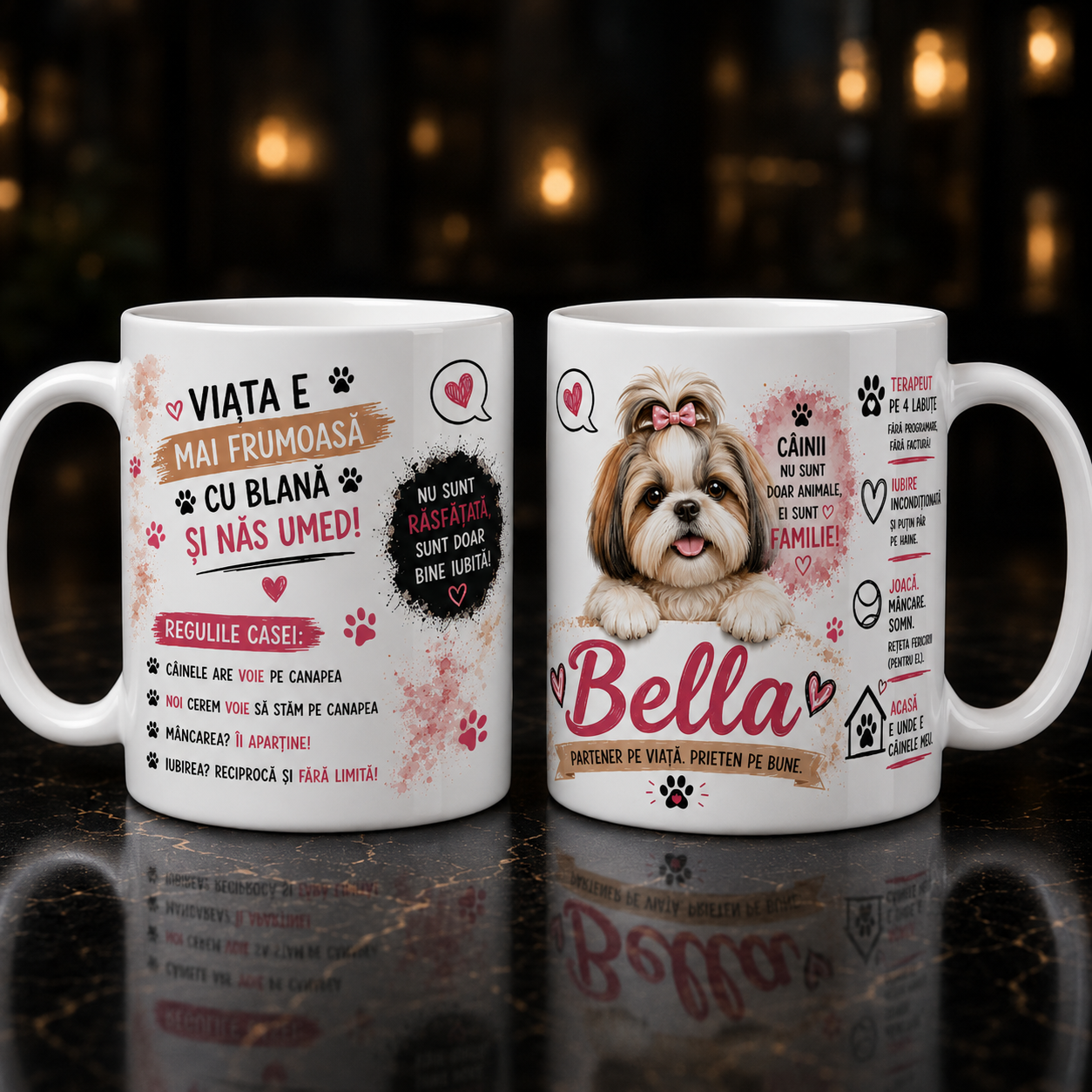 Cană personalizată cu nume – Shih Tzu | Cadou pentru iubitorii de câini