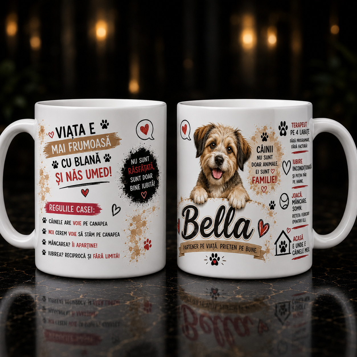 Cană personalizată cu nume – Câine metis (Mixed Breed) | Cadou pentru iubitorii de câini
