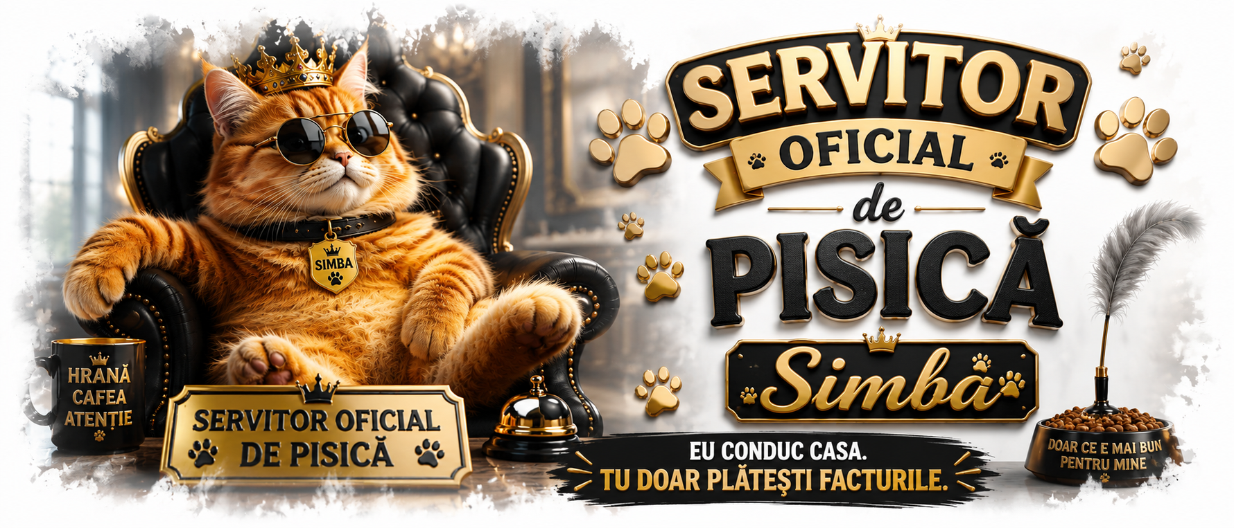 Cană personalizată „Servitor oficial de pisică” – cu nume personalizabil