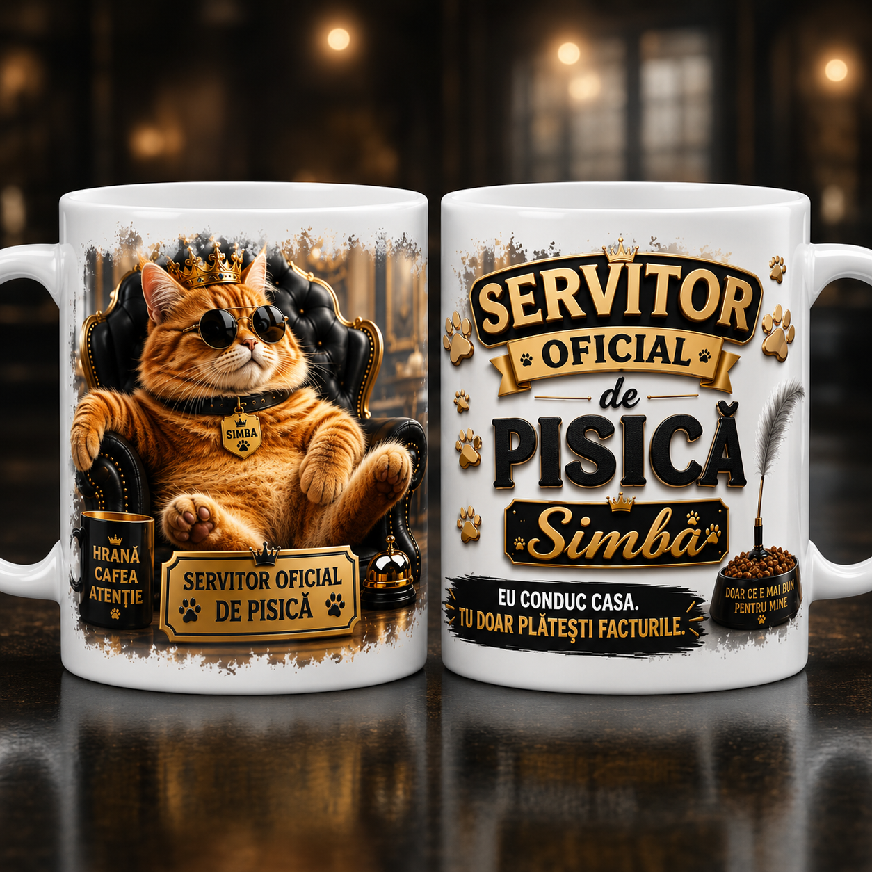 Cană personalizată „Servitor oficial de pisică” – cu nume personalizabil