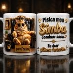 Cană personalizată „Pisica mea conduce casa. Eu doar plătesc facturile.” – cu nume personalizabil