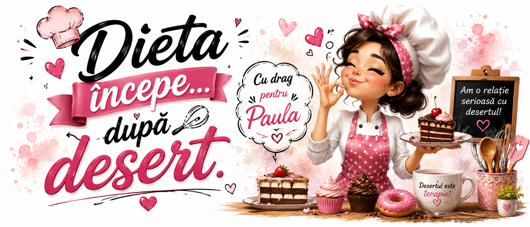 Cană personalizată „Dieta începe după desert” cu nume – Cadou perfect pentru iubitorii de dulciuri