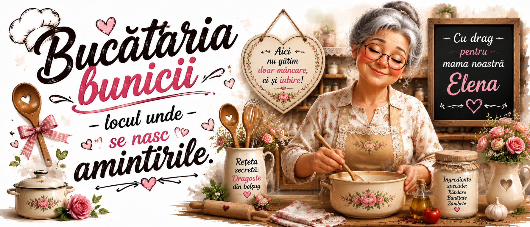 Cană personalizată „Bucătăria bunicii – locul unde se nasc amintirile” – Cadou special pentru bunica