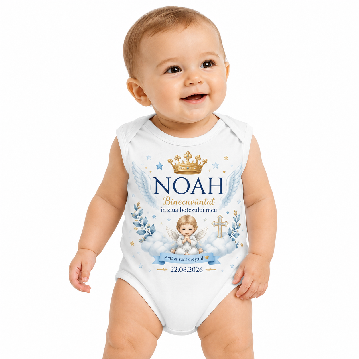 Body Personalizat pentru Botez – Noah 👼💙