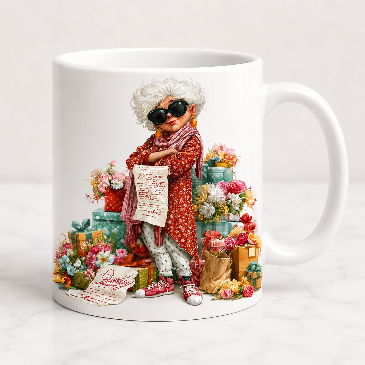 Cană personalizată 330 ml – „La Mulți Ani Mătușa” | Personalizare cu nume