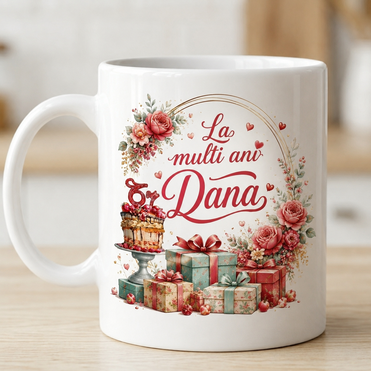 Cană personalizată cu nume – „La Mulți Ani” | 330 ml