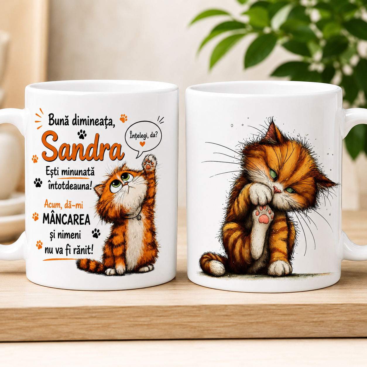 Cană personalizată cu nume – Pisicuță adorabilă | Cadou amuzant pentru iubitorii de pisici – 330 ml