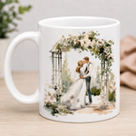 Cană personalizată pentru nuntă cu nume și data căsătoriei – 330 ml