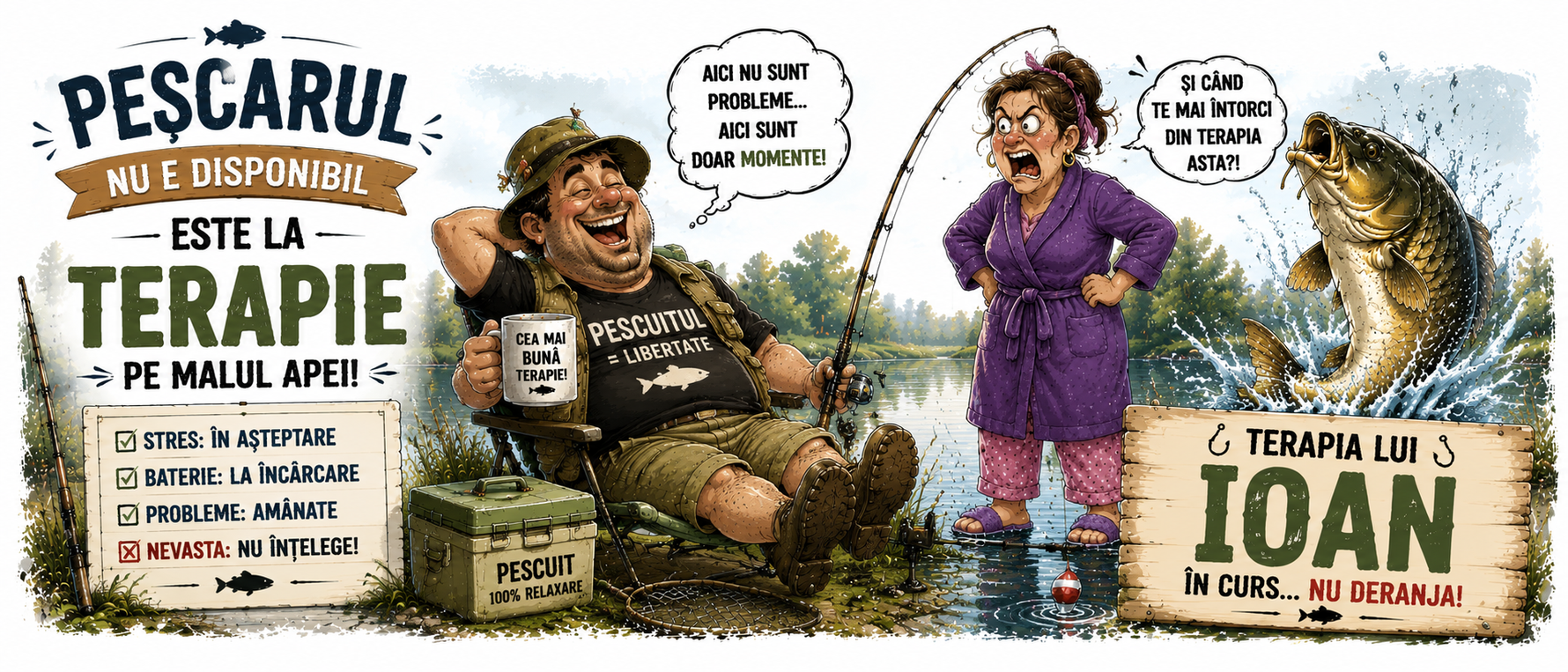 Cană personalizată pentru pescari – cu nume personalizabil și mesaj amuzant – 330 ml