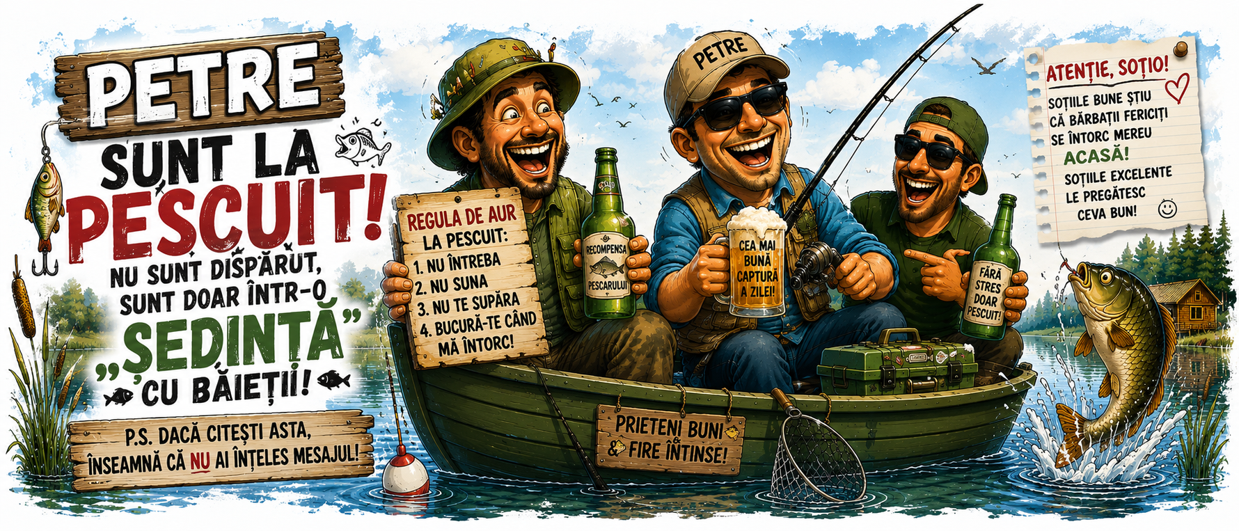 Cană Personalizată Pescar „Sunt la Pescuit” cu Nume – Cadou Amuzant pentru Pasionații de Pescuit, 330 ml