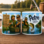 Cană Personalizată Pescar cu Nume – „Planul de Azi: Pescuit” – Cadou Haios pentru Pasionații de Pescuit, 330 ml