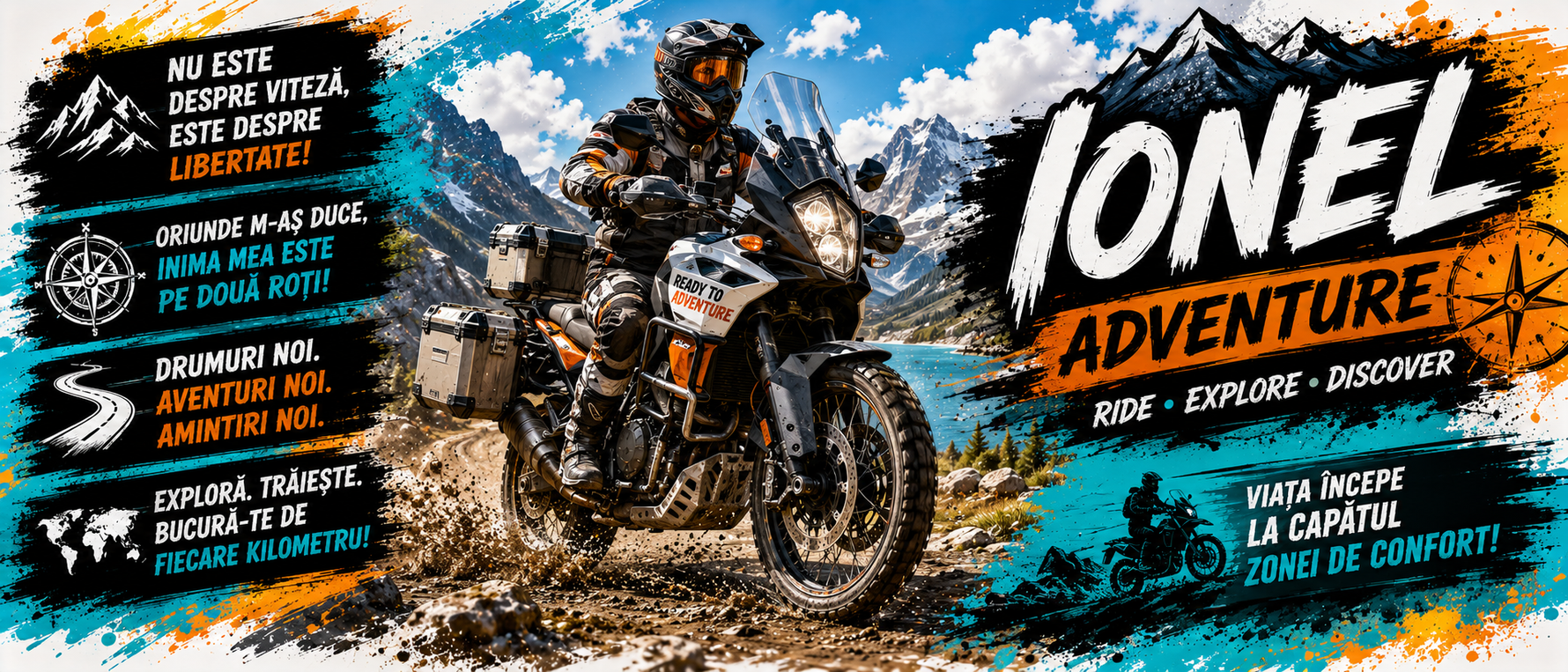 Cană personalizată Adventure – Motociclist | Cu nume personalizabil | Cadou pentru pasionații de motociclete Adventure &amp; Travel | 330 ml