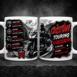 Cană personalizată Touring – Motociclist | Cu nume personalizabil | Cadou pentru pasionații de motociclete Adventure &amp; Touring | 330 ml