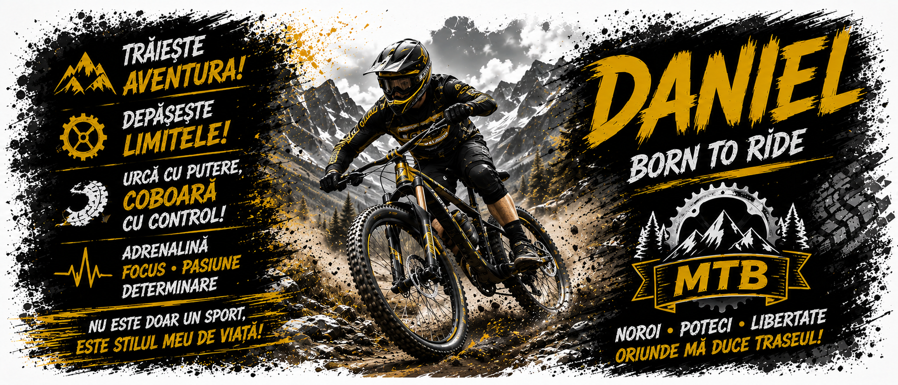 Cană personalizată MTB (Mountain Bike) – Cu nume personalizabil | Cadou pentru pasionații de Mountain Bike | 330 ml