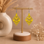 Cercei Handmade Eleganți 6 cm yellow – Decupați Laser