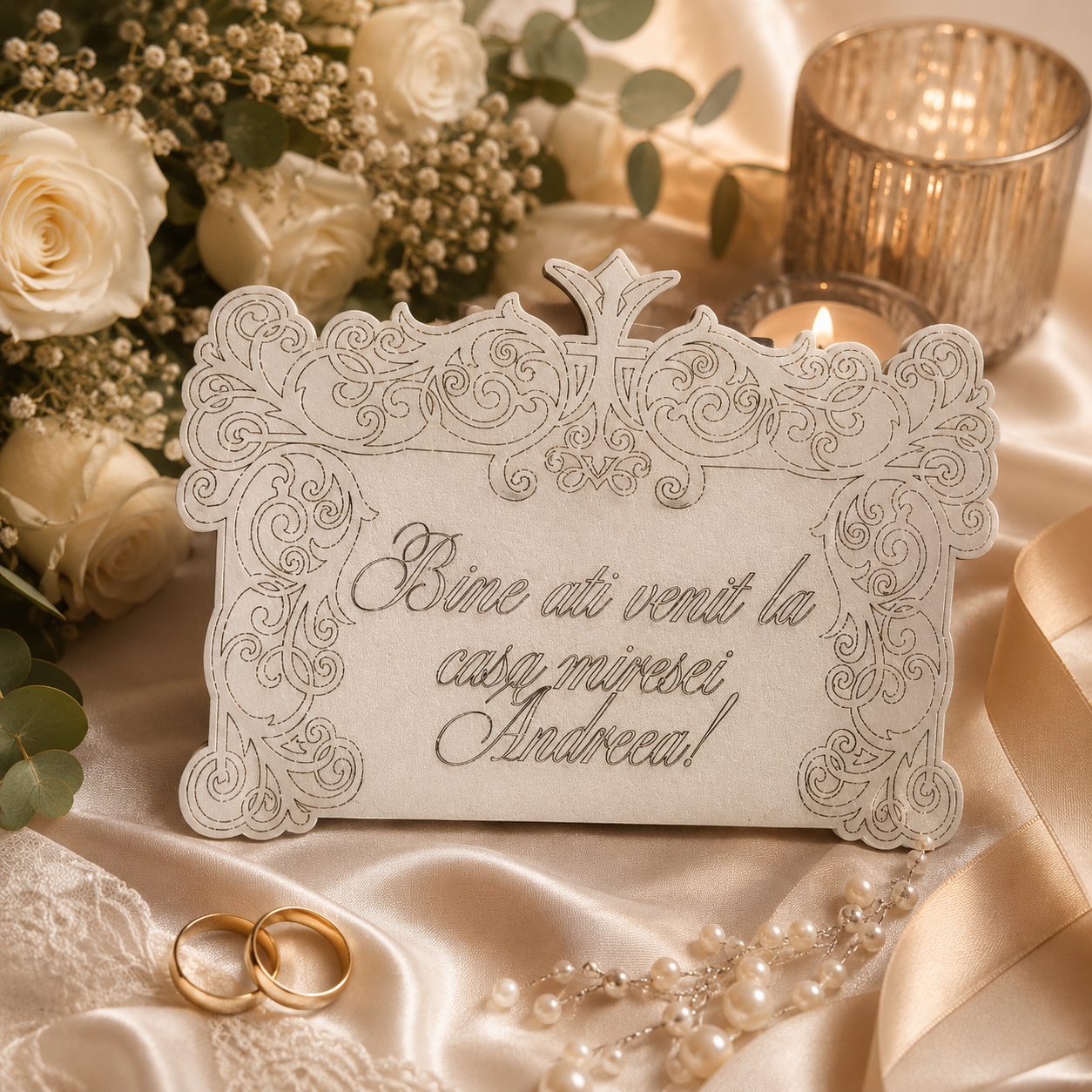 Pancarta Bine ați venit la casa miresei – Decor Elegant pentru Evenimente Speciale