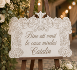 Pancarta Bine ați venit la casa mirelui – Decor Elegant pentru Nuntă