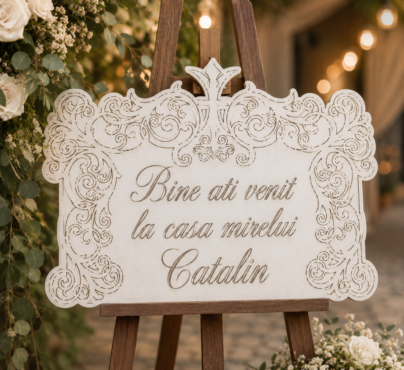 Pancarta Bine ați venit la casa mirelui – Decor Elegant pentru Nuntă