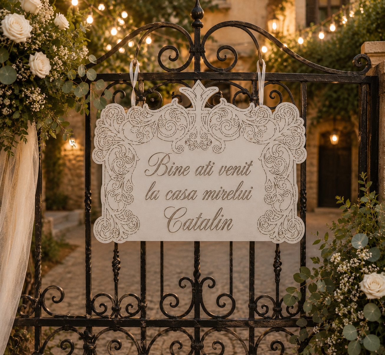 Pancarta Bine ați venit la casa mirelui – Decor Elegant pentru Nuntă