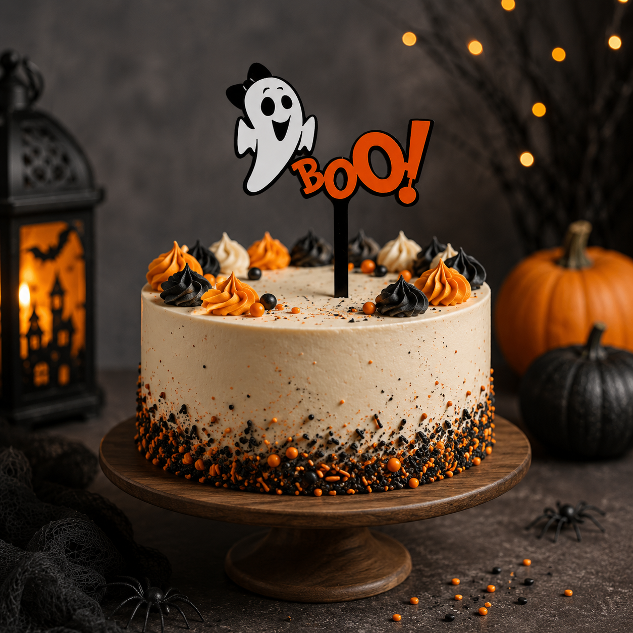 Topper Tort „BOO!” Halloween – Decor Amuzant și Elegant pentru Petreceri Tematice 👻🎂