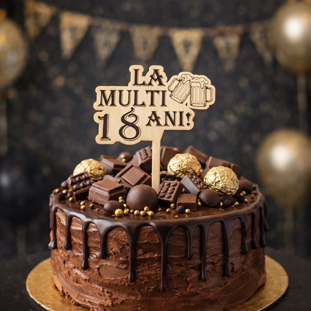 Topper tort personalizat „La Mulți 18 Ani”