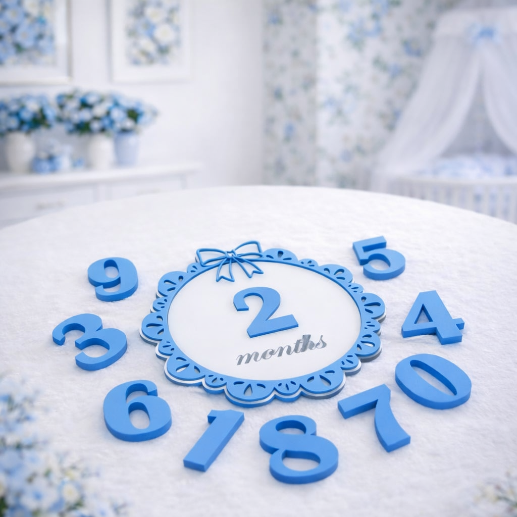 Plăcuță milestone bebe – baietel (set cifre incluse)