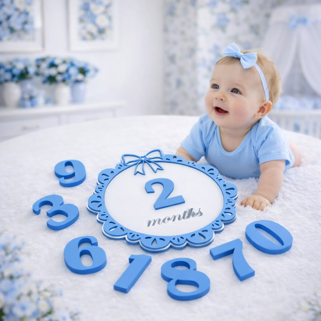 Plăcuță milestone bebe – baietel (set cifre incluse)