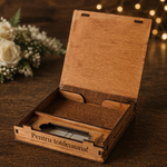 Suport USB și fotografii din lemn personalizat – Cutie foto nuntă 15x10 cm