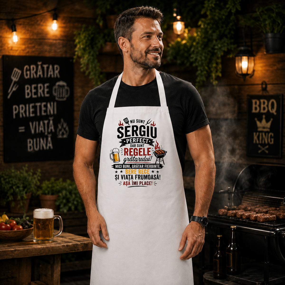 Șorț Personalizat pentru Grătar – Cadoul Perfect pentru Regele Grătarului