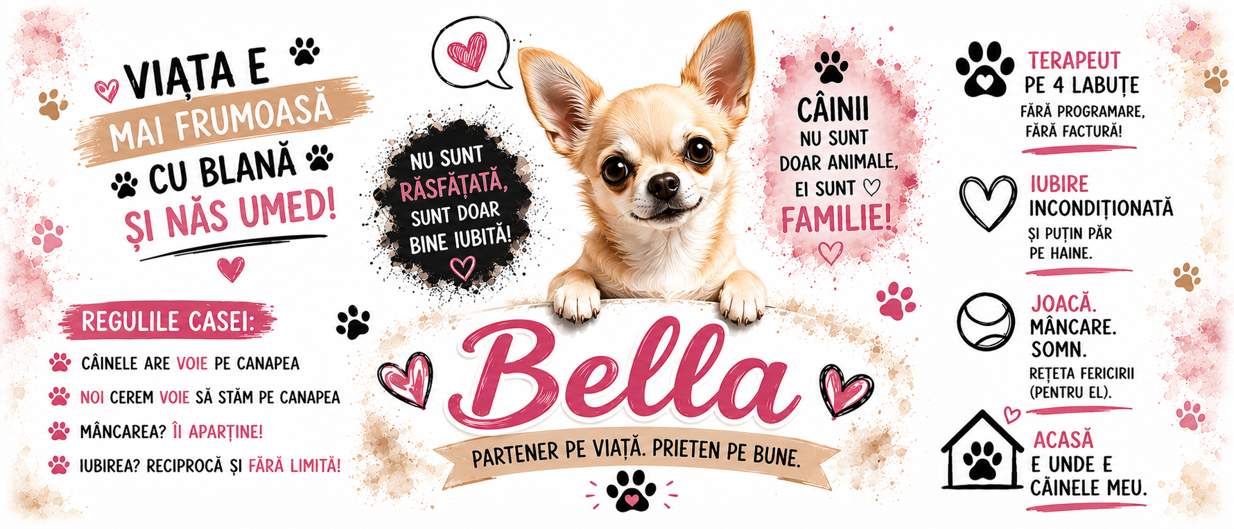 Cană personalizată cu nume – Chihuahua | Cadou personalizat pentru iubitorii de câini