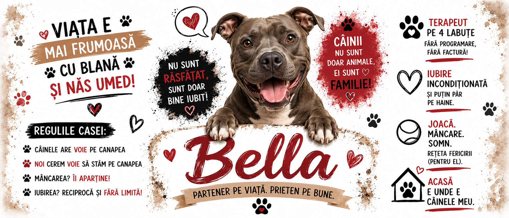 Cană personalizată cu nume – American Staffordshire Terrier | Cadou pentru iubitorii de câini