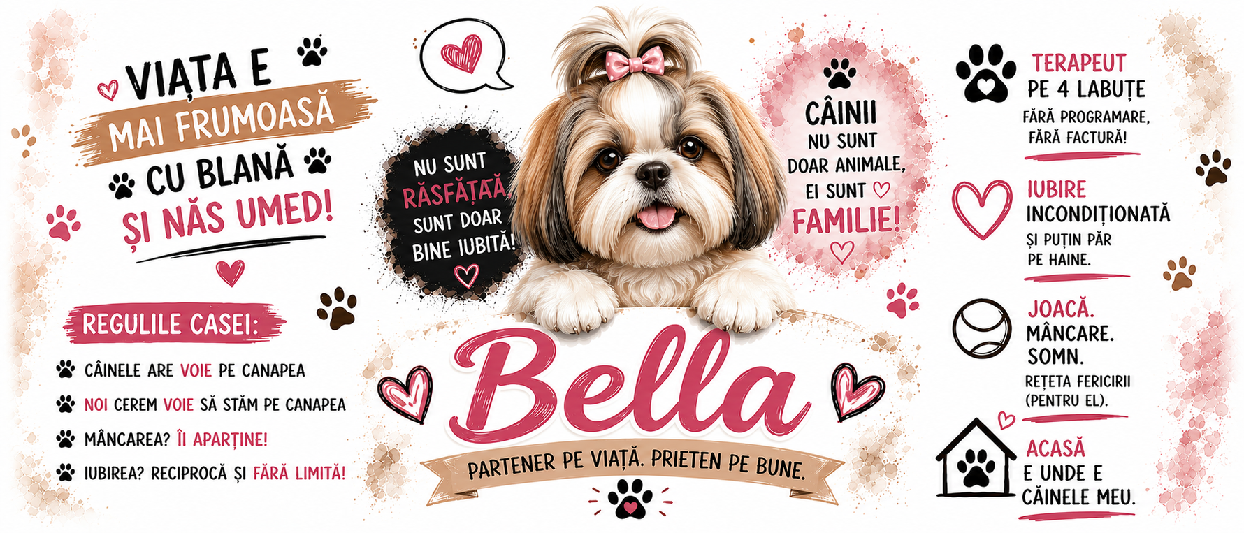 Cană personalizată cu nume – Shih Tzu | Cadou pentru iubitorii de câini