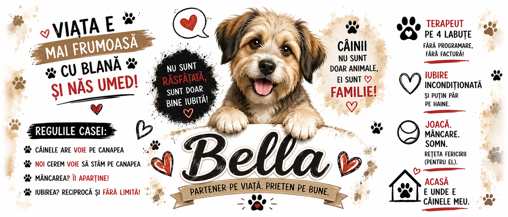 Cană personalizată cu nume – Câine metis (Mixed Breed) | Cadou pentru iubitorii de câini