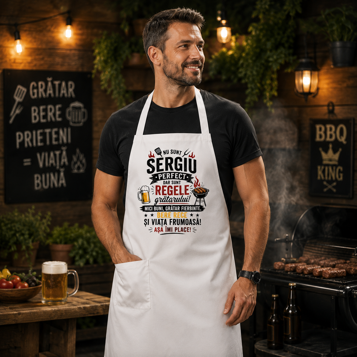 Șorț Personalizat pentru Grătar – Cadoul Perfect pentru Regele Grătarului