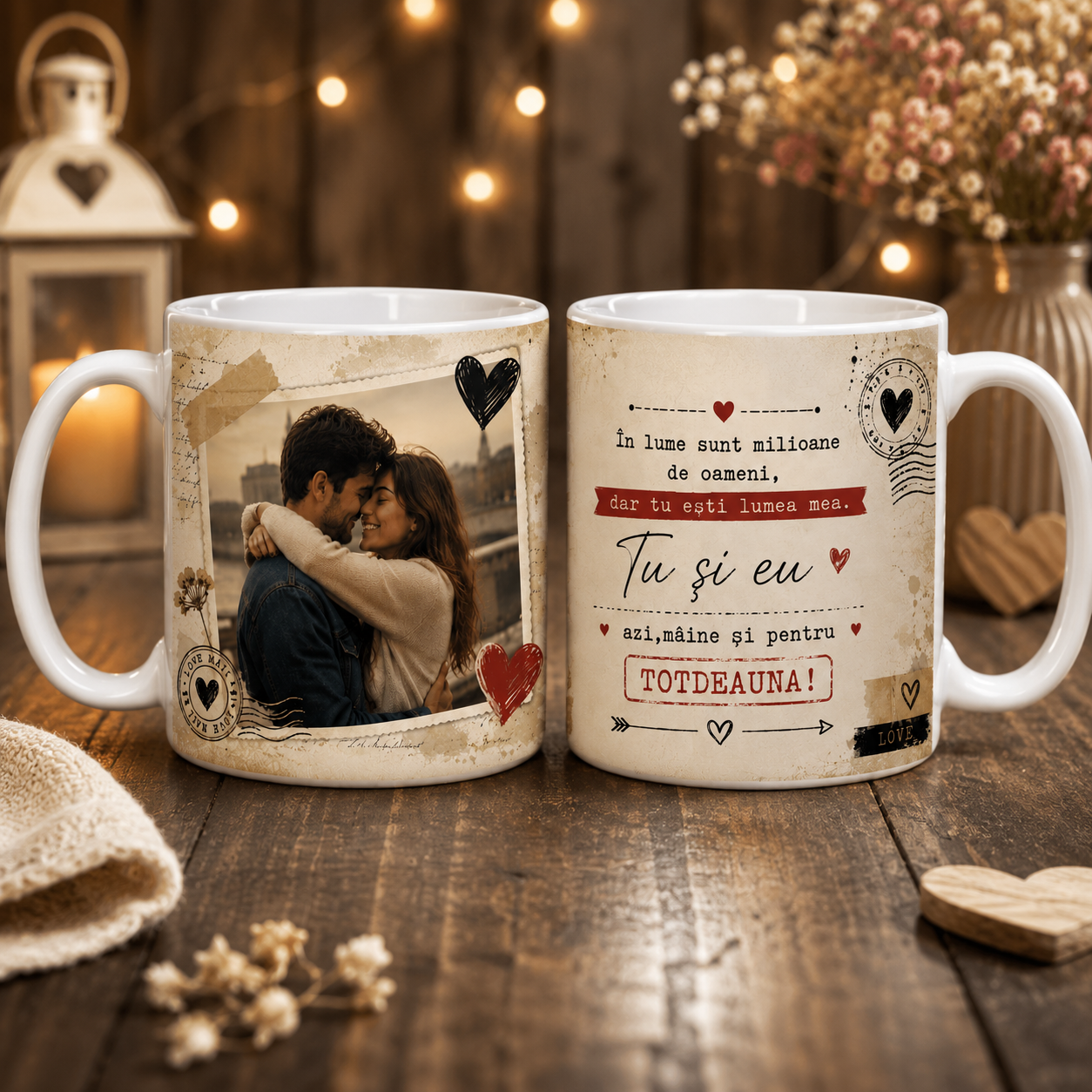 Cană Personalizată cu Poză și Mesaj de Dragoste – Cadoul Perfect pentru Cupluri ❤️