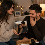 Placă din Ardezie Personalizată 20 × 20 cm cu Poză – Cadoul Perfect pentru Cupluri