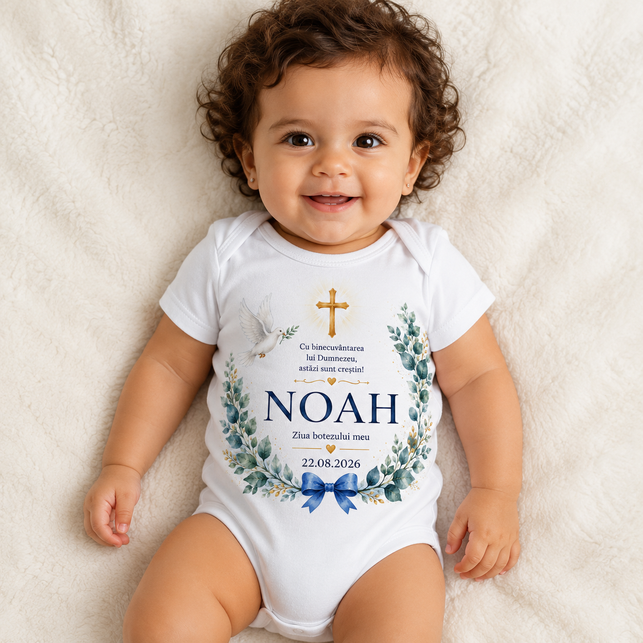 Body personalizat pentru botez „NOAH” – Ziua Botezului Meu